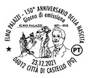 150th anniversary of the birth of the sculptor Elmo Palazzi. Postmarks of Italy