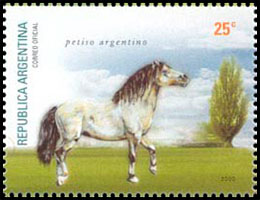 Международная филателистическая выставка "ESPAÑA 2000". Породы лошадей (II). Почтовые марки Аргентины.