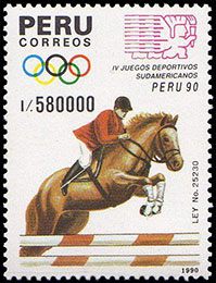 IV South American Sports Games, Lima, Peru, 1990. Postage stamps of Peru.