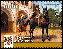 500 лет почтовой службе Португалии. Почтовые марки Португалии.