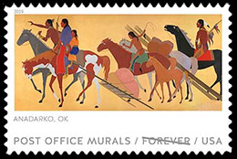 Настенные росписи почтовых отделений. Почтовые марки США.