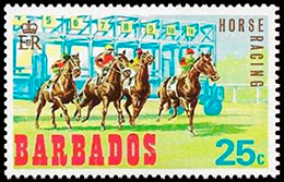 Horse Racing. Postage stamps of Barbados.