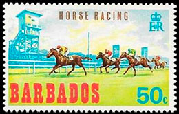 Horse Racing. Postage stamps of Barbados.