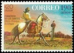 190 лет почтовой службе Уругвая. Почтовые марки Уругвая.