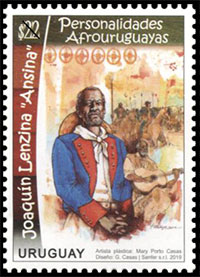 Известные афроуругвайцы. Хоакин Ленсина «Ансина». Почтовые марки Уругвая.