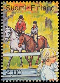 Увлечения молодежи - верховая езда. Почтовые марки Финляндия 1990-10-09 12:00:00