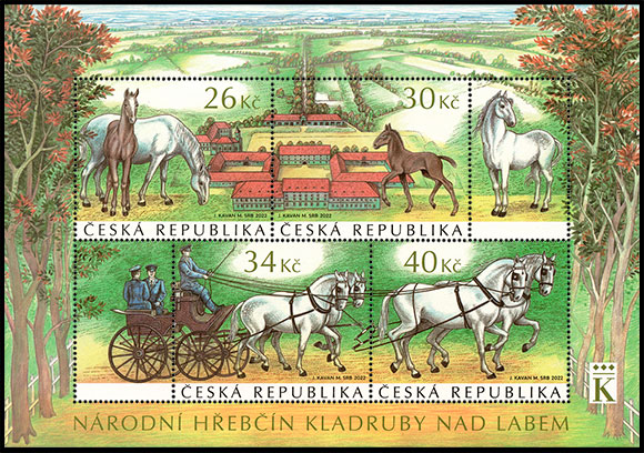 National Stud Farm Kladruby nad Labem. Postage stamps of Czech Republic.