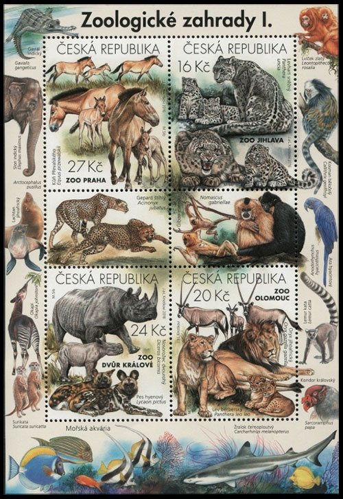 Protection of Nature. Zoos (I). Postage stamps of Czech Republic.