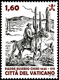 300 лет со дня смерти падре Эусебио Кино. Почтовые марки Ватикана.