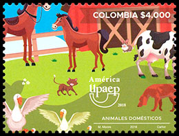 America Upaep 2018. Домашние животные. Почтовые марки Колумбия 2018-10-09 12:00:00