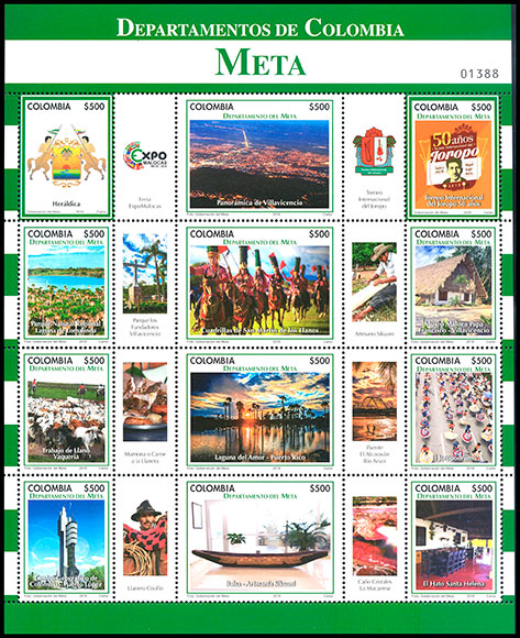 Департамент Мета. Почтовые марки Колумбии.