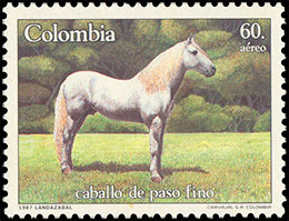 Лошади. Почтовые марки Колумбии.