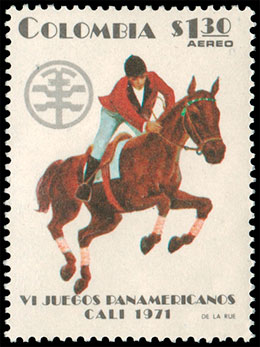 6-е Панамериканские игры. Филателистическая выставка "EXFICALI 71". Почтовые марки Колумбии.