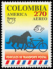 America Upaep 1994. Mail transport. Postage stamps of Colombia