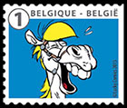 Lucky Luke, friend and enemy. Postage stamps of Belgium