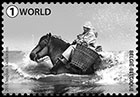 Horseback shrimp fishing . Postage stamps of Belgium