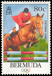 100 лет современных Олимпийских игр. Почтовые марки Бермудских островов.