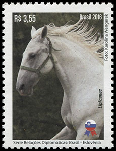 Лошади. Дипломатические отношения со Словенией. Почтовые марки Бразилии.