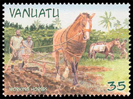 Лошади Вануату . Почтовые марки Вануату.