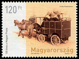 150th Anniversary of Hungarian Postal Service. Postage stamps of Hungary.