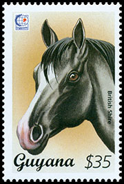 International philatelic exhibition "SINGAPORE'95". Horses (III). Postage stamps of Guyana.
