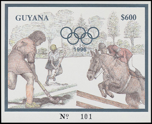 Олимпийские игры в Атланте, 1996 г. Блоки (I). Почтовые марки Гайана 1993-09-01 12:00:00