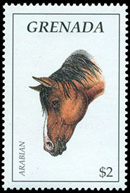 Лошади и ослы. Почтовые марки Гренады.
