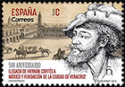 500th Anniversary of the Arrival of Hernan Cortes in Mexico and the founding of the city of Veracruz. Postage stamps of Spain
