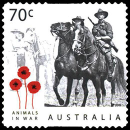 Животные на войне. 100 лет службы. Почтовые марки Австралия 2015-10-27 12:00:00