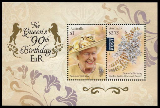 90th Birthday of Queen Elizabeth II. Postage stamps of Australia.