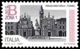 Squares in Italy. Postage stamps of Italy.