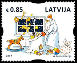 Рождество. 130 лет со дня рождения Альберта Кроненберга. Почтовые марки Латвия 2017-11-24 12:00:00
