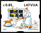 Рождество. 130 лет со дня рождения Альберта Кроненберга. Почтовые марки Латвии