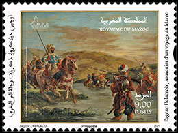 Выставка "Эжен Делакруа, воспоминания о поездке в Марокко". Почтовые марки Марокко.