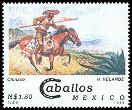 Лошади. Почтовые марки Мексики.