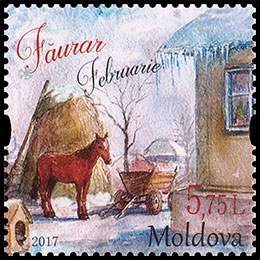 Months of the Year. Traditional Folk Names . Postage stamps of Moldova.