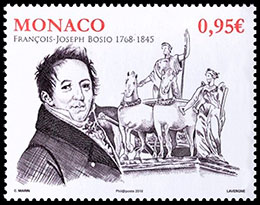 250th anniversary of the birth of François-Joseph Bosio (1768-1845). Postage stamps of Monaco.