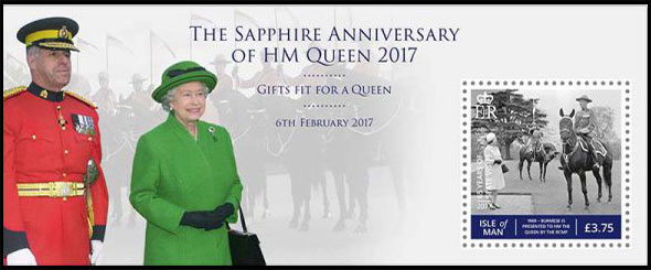     The Sapphire Anniversary of HM Queen Elizabeth II . Postage stamps of Great Britain. Isle of Man 2017-02-06 12:00:00