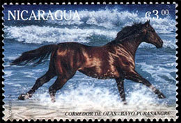 Лошади. Почтовые марки Никарагуа.