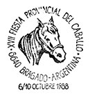 XVII Provincial Horse Festival. Postmarks of Argentina 06.10.1988