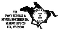 Pony Express and Northern Railway Station. Postmarks of USA 16.06.2018