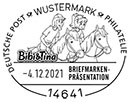 "Bibi and Tina". Presentation of the stamps . Postmarks of Germany. Federal Republic 04.12.2021