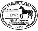 Olympic qualifying tournament. Equiphila exhibition at the German Horse Museum. Postmarks of Germany. Federal Republic 09.06.1972