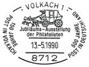150 years of postal service in Volkach. Postmarks of Germany. Federal Republic 13.05.1990