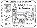 400 years old chapel of St. Salvator. Postmarks of Germany. Federal Republic