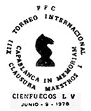 XIII International Chess Tournament Capablanca Memorial I. Postmarks of Cuba 09.06.1976