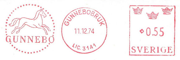 The city of Gunnebo. Meter stamps of Sweden