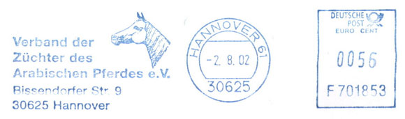 Association of Arabian Horse Breeders. Meter stamps of Germany. Federal Republic