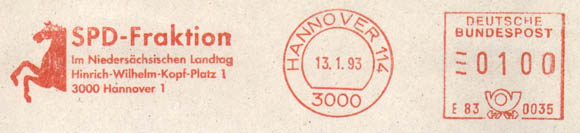 SPD Parliamentary Group. Meter stamps of Germany. Federal Republic