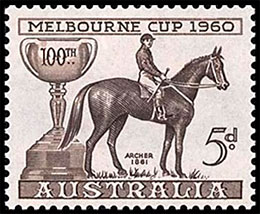 100th Anniversary of the Melbourne Cup . Postage stamps of Australia.